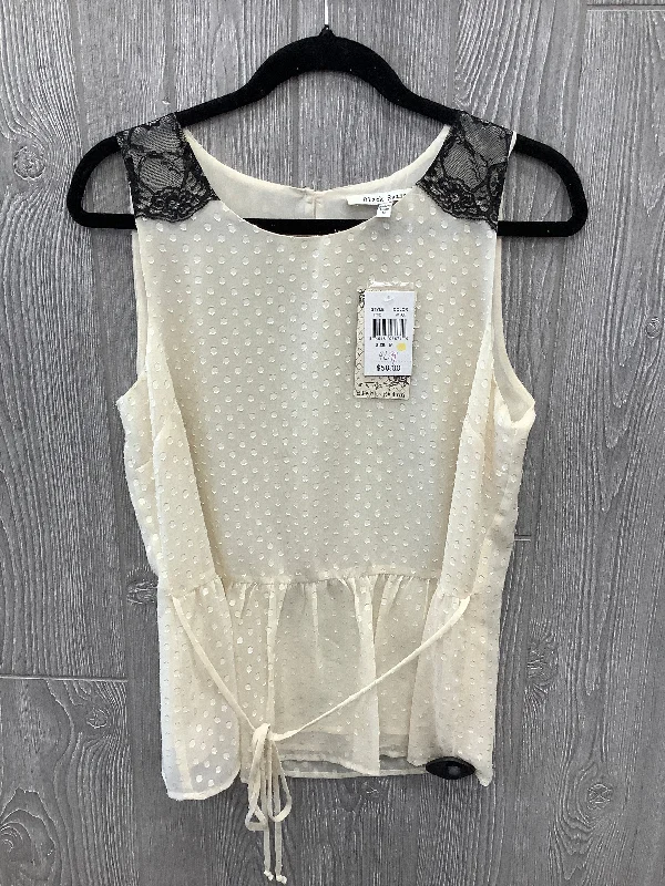 Cream Top Sleeveless Black Rainn, Size M