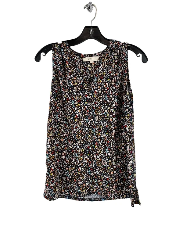 Floral Print Top Sleeveless Loft, Size Xxs