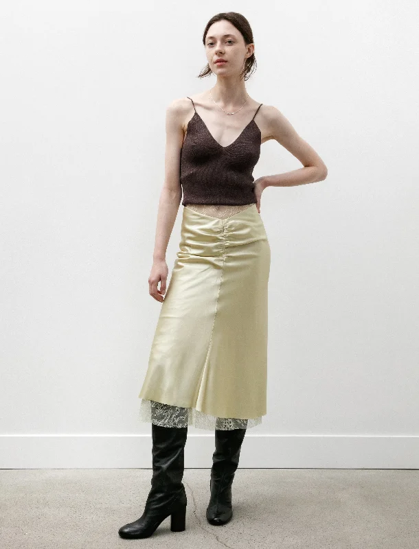 Satin Midi Skirt Vanilla Yellow