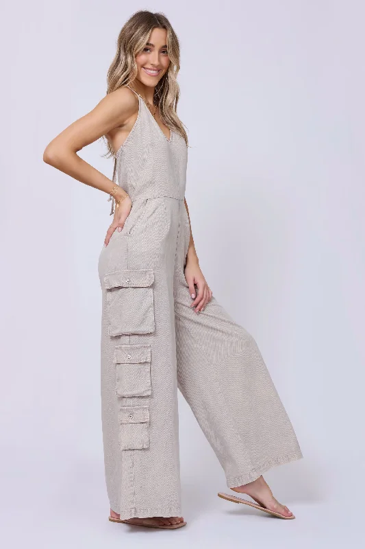 Khaki Tencel Jumpsuit