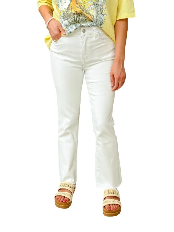 Bella High Rise Crop Flare Jeans In White