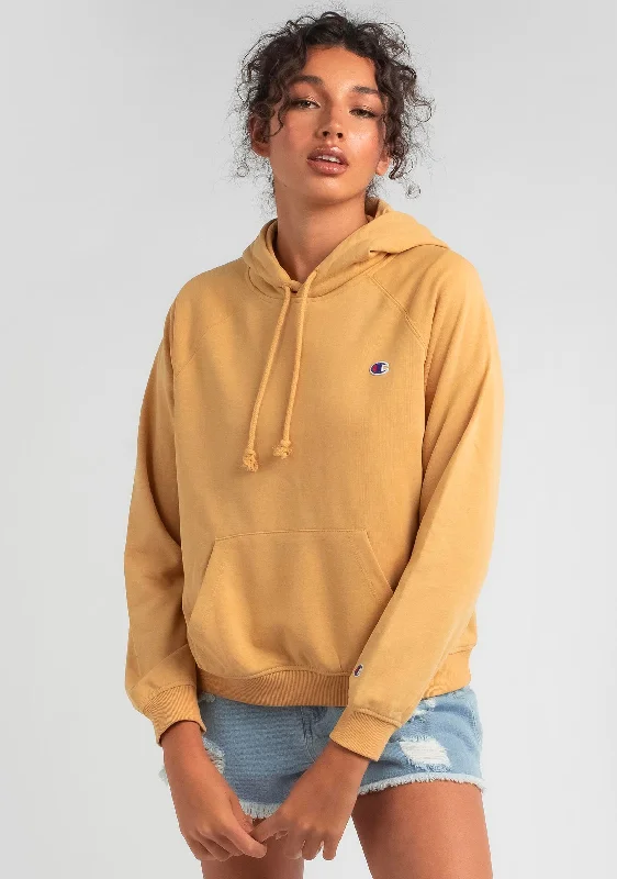 Champion Womens French Terry Script Hoodie Mustard <br> CT6XN GQQ