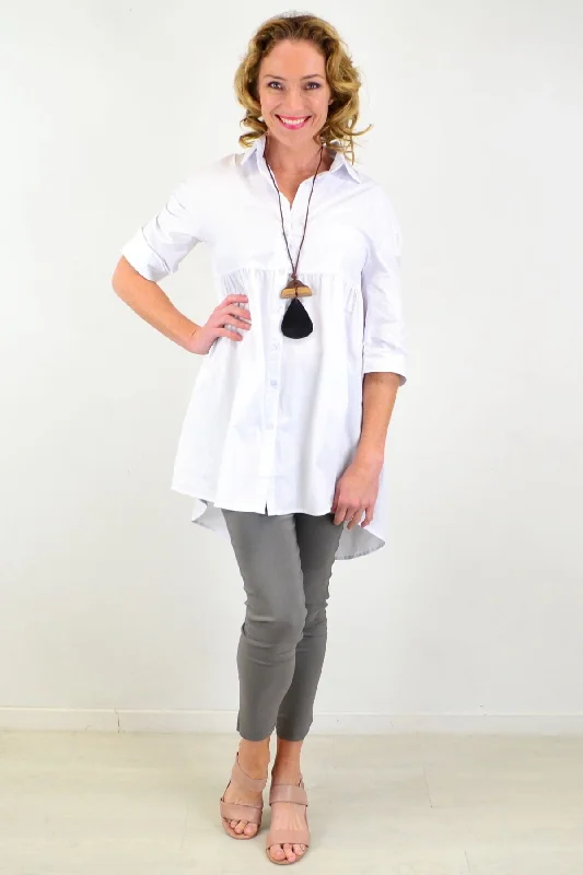 Crisp White Trendsetting Tunic Shirt