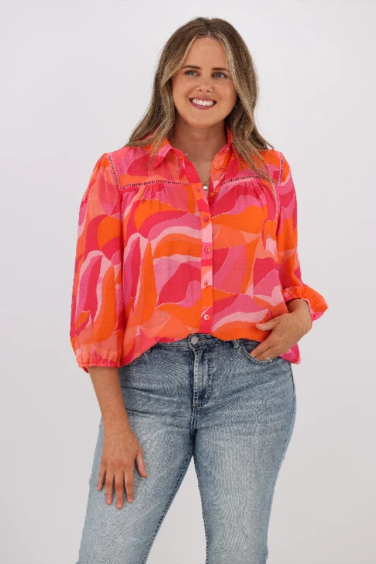 Fria Lauren Contempo Print Shirt Pink