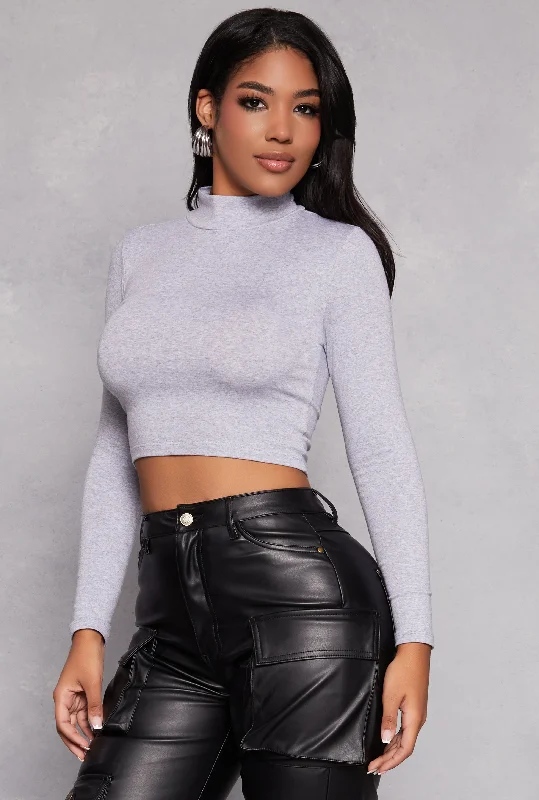 Mock Neck Long Sleeve Crop Top