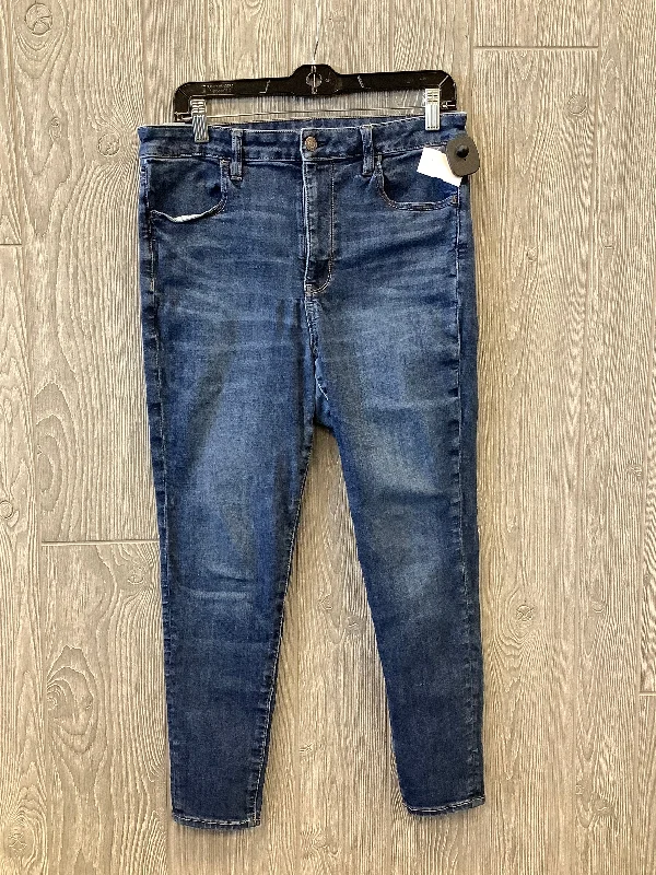 Jeans Skinny By American Eagle In Blue Denim, Size: 12p