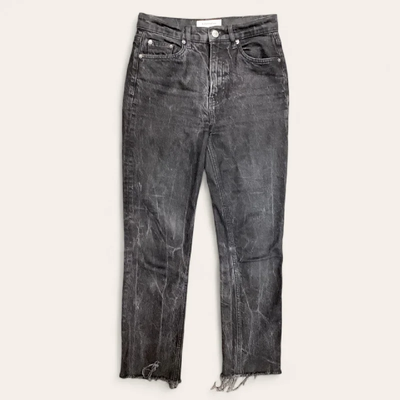 Jeans Straight By Reformation In Black Denim, Size: 4p