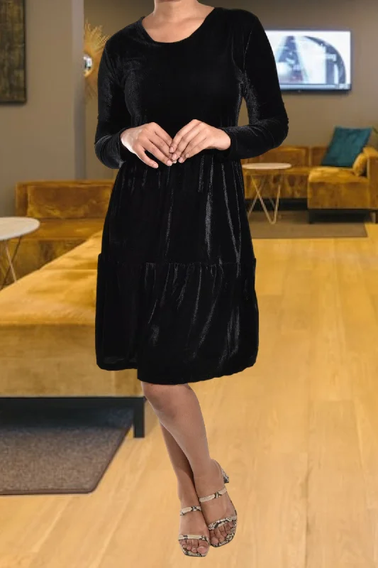 Ladies Velvet Long Sleeve Dress