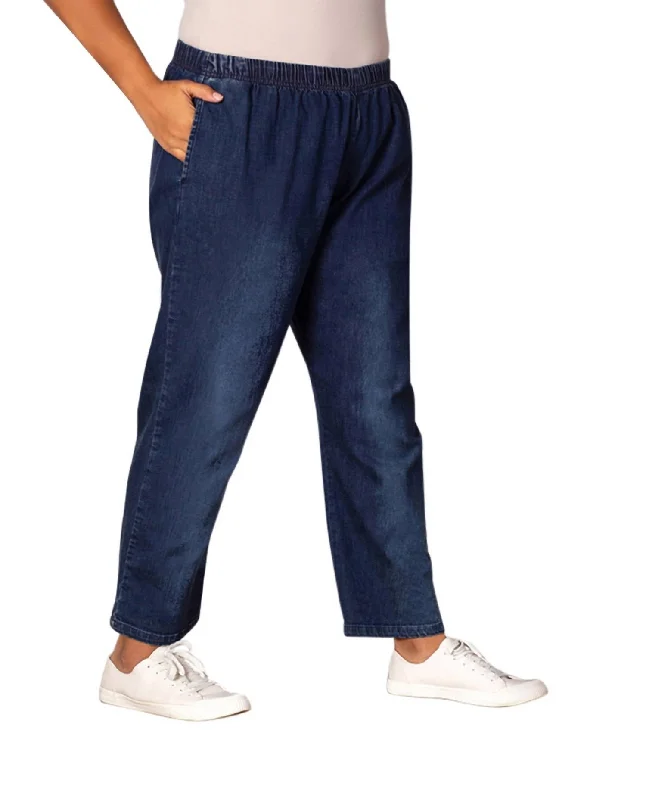 Plus Size Relaxed Leg Premium Denim Jeans In Dark Wash Denim