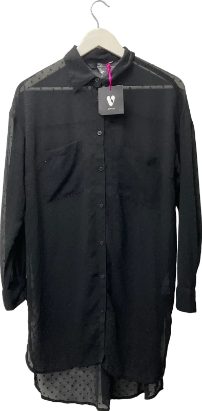 Very Black Yours Curve Texture Sheer Shirt UK 10