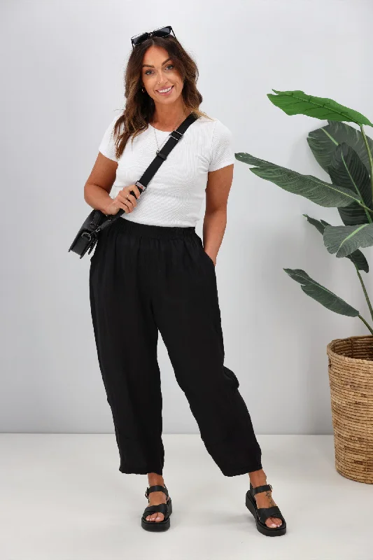 Cali & Co Linen Pant with Side Pocket Black