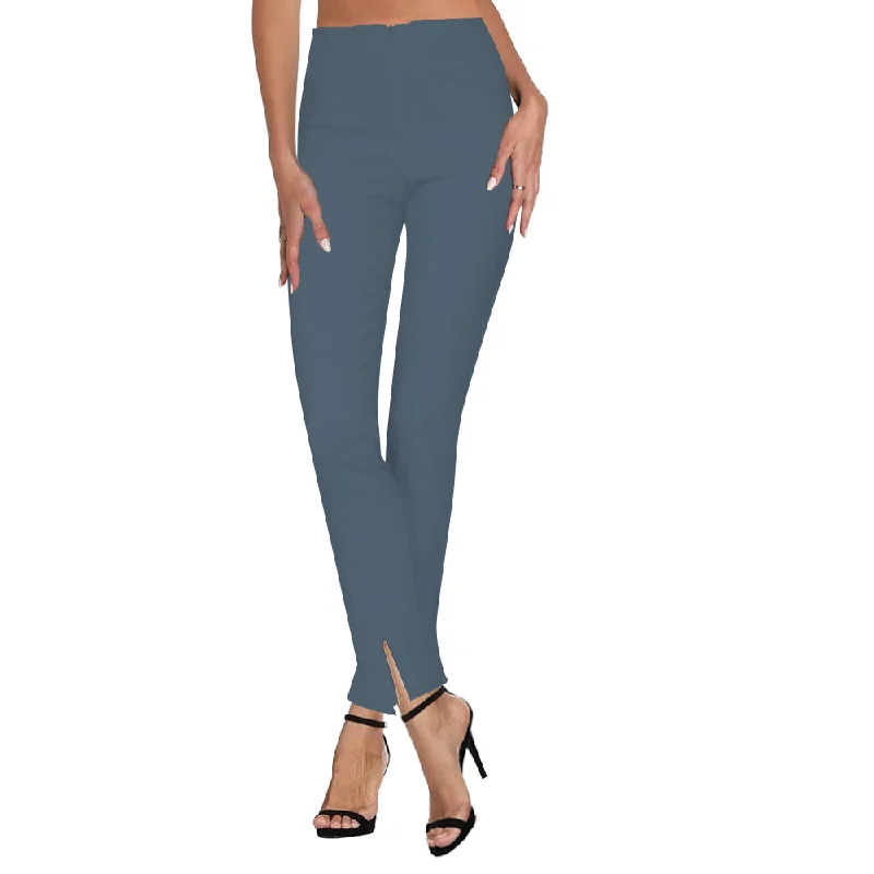 Klaveli Pants with Front Ankle Slits and Front Zipper in Klaveli Blue - KLA-BLU