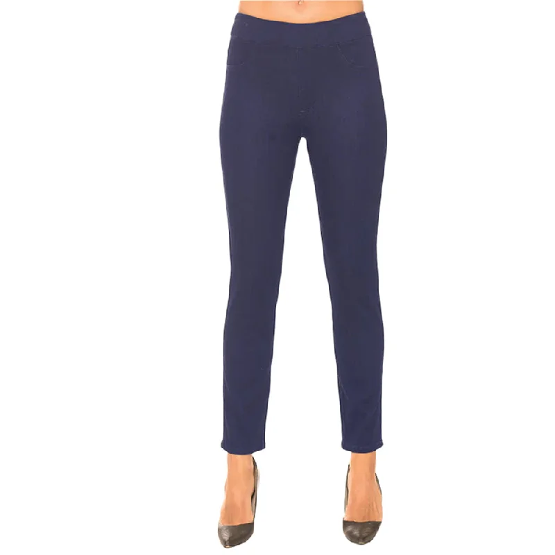 Lior "Sage" PULL-ON PANT W/BACK POCKETS in Dark Blue Denim - Sizes  2 & 16 Only