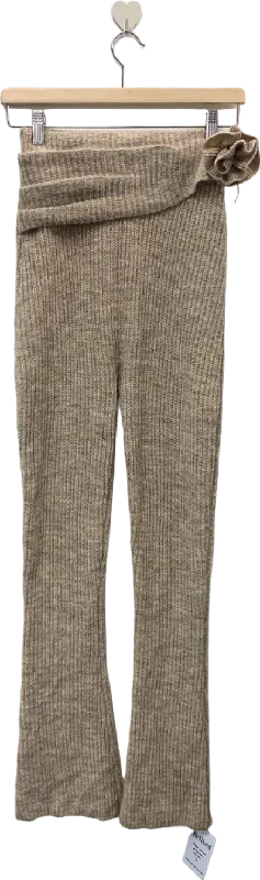 Wanderdoll Beige Ribbed Sweater Pants Small