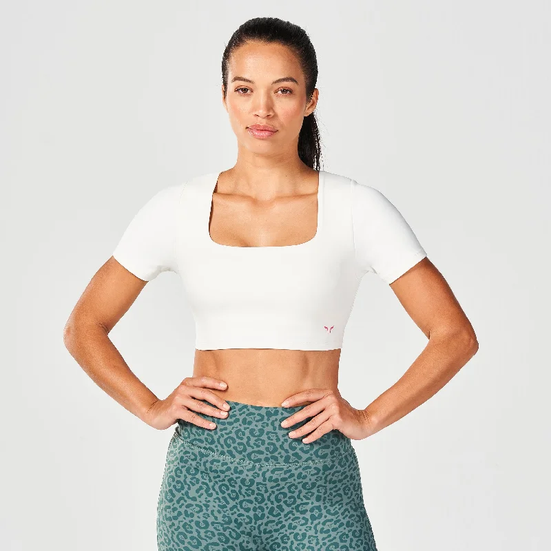 High Impact Built-In Bra Top - Pearl White