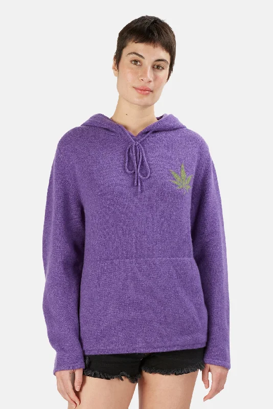 Leaf Cashmere Hoodie Purple/Green