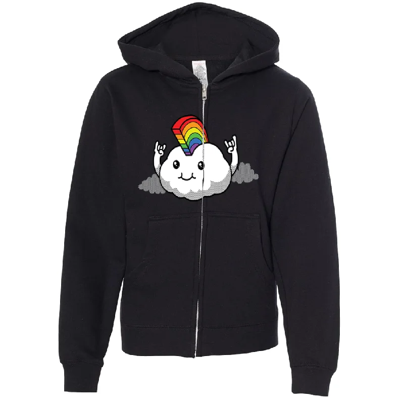 Rainbow Mohawk Cloud Premium Youth Zip-Up Hoodie