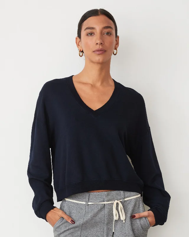 Softfleece Crop V Neck Sweatshirt