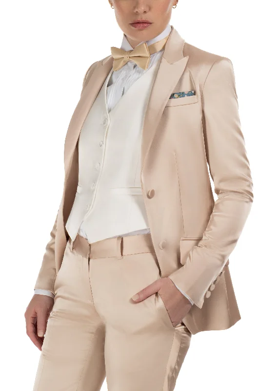 Champagne Gold Satin Peak Lapel Tuxedo Jacket