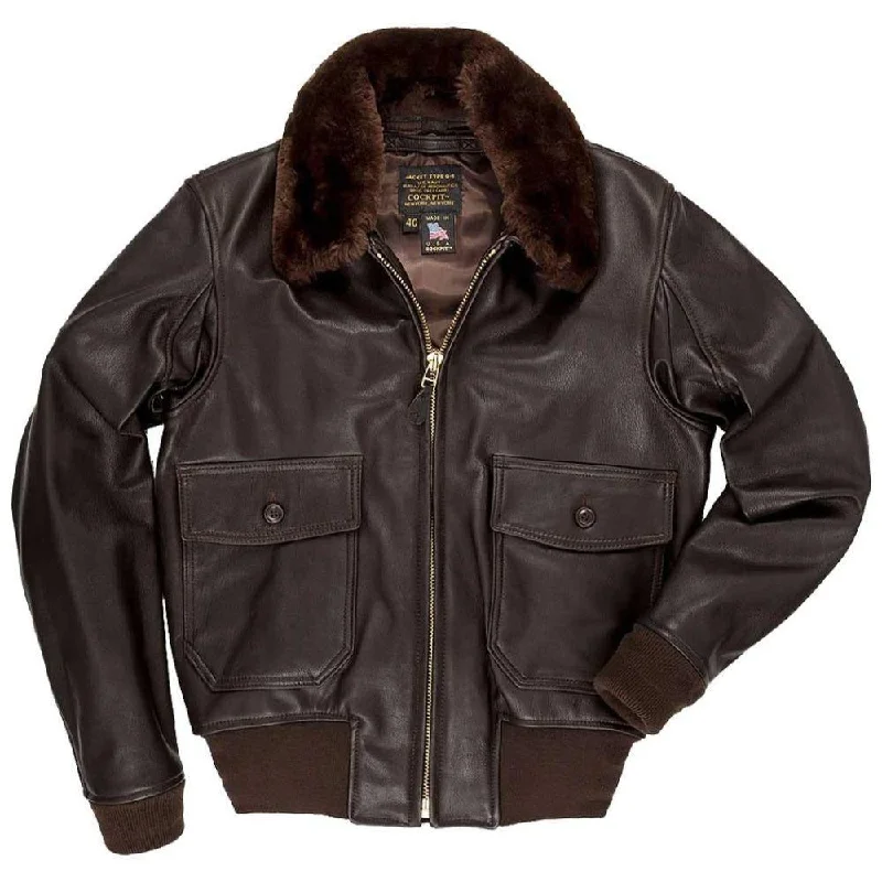 Cockpit USA Men's Modified G-1 Goatskin Leather Flight Jacket