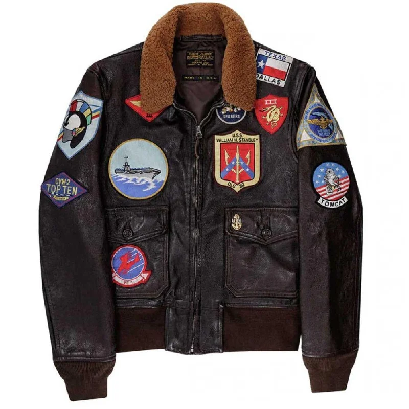 Cockpit USA Mens Top Gun II Navy G-1 Leather Flight Jacket