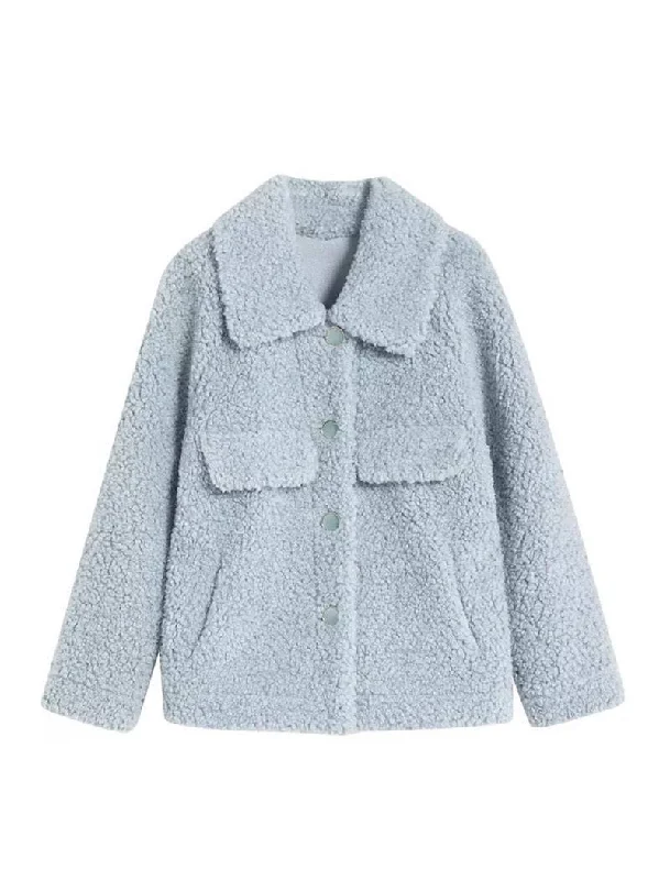 Faux Fur Teddy Side Flapped Outerwear Coat