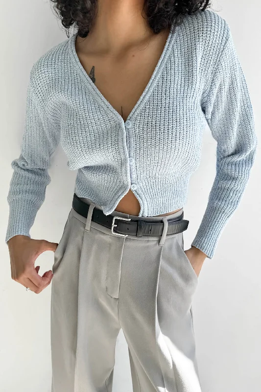 RIBBED BUTTON-FRONT CROPPED CARDIGAN