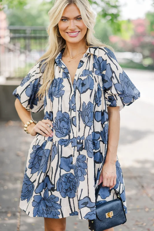 Aureum: Love You Better Blue Floral Babydoll Dress