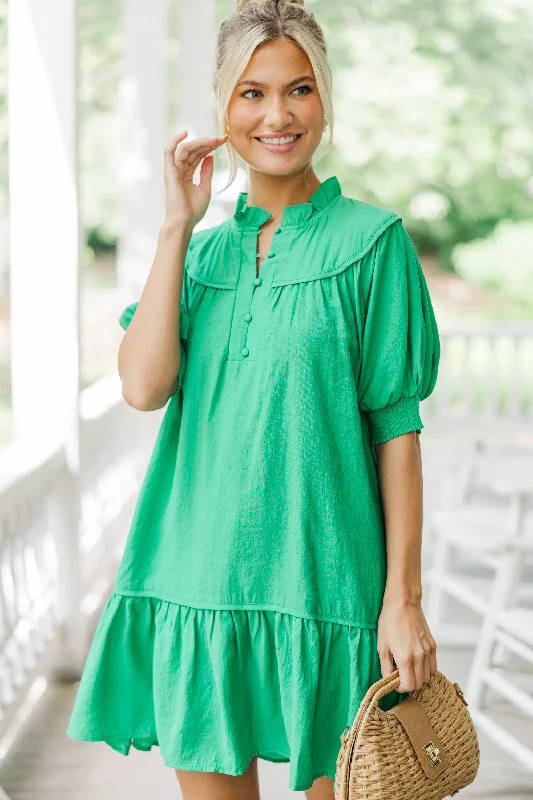 Help You Out Green Ruffled Dress