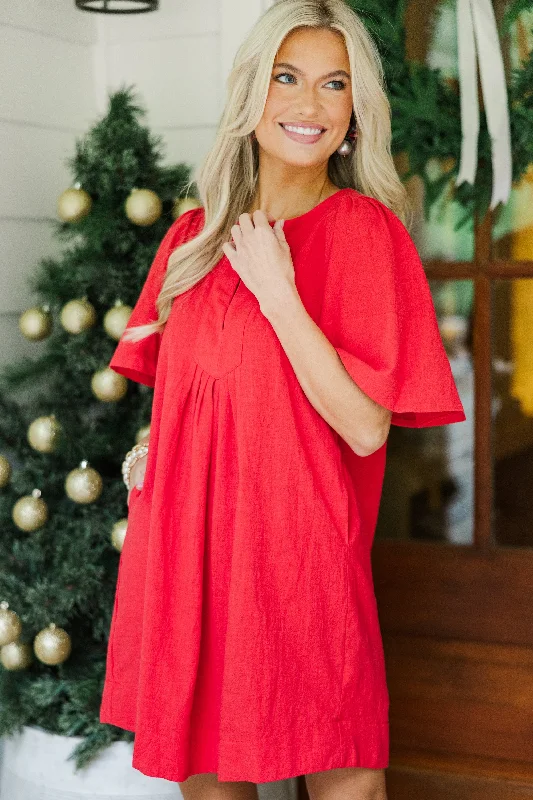 Just A Theory Red Cotton Dress