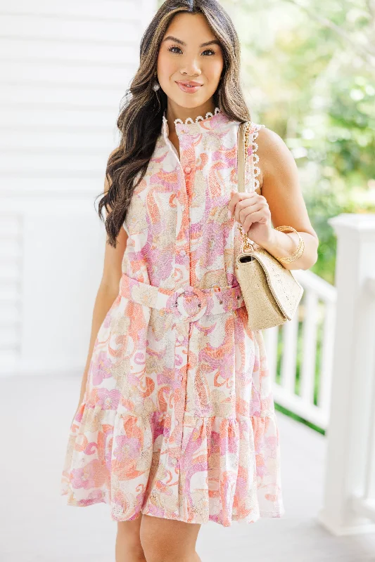 Just You Wait Orange Embroidered Floral Dress