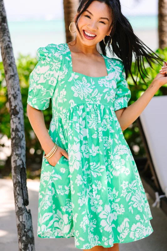 Sing With Me Green Floral Dress