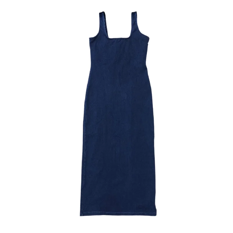 Dress Casual Maxi By Good American In Blue Denim, Size: M