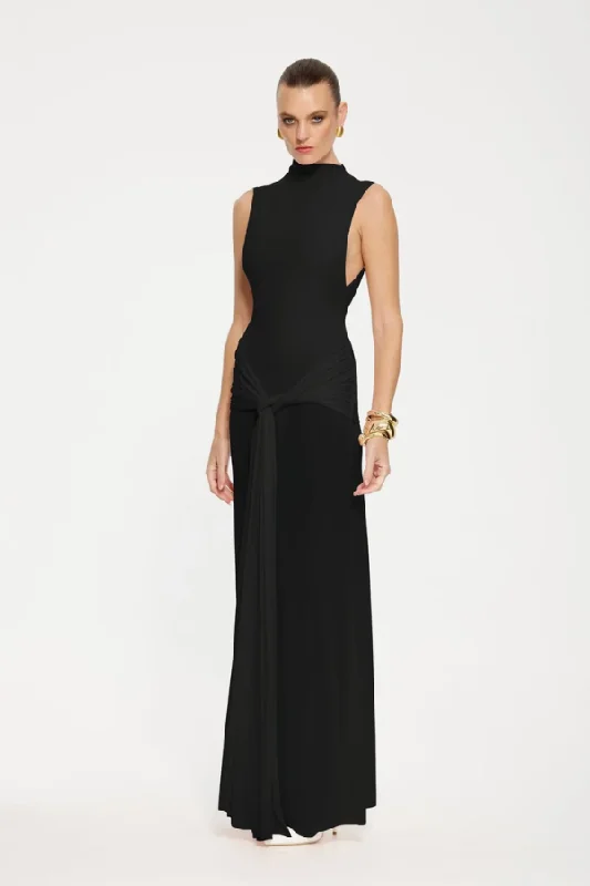 Roza Maxi Dress Black Mesh