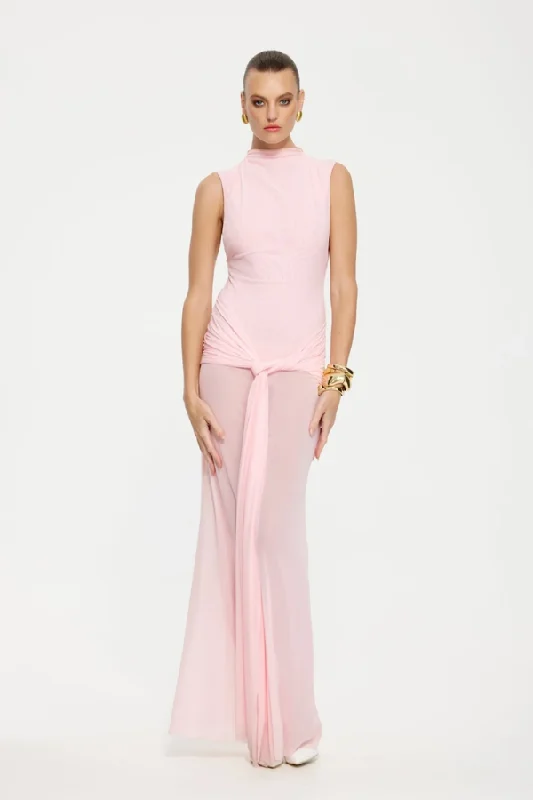 Roza Maxi Dress Petal Pink Mesh