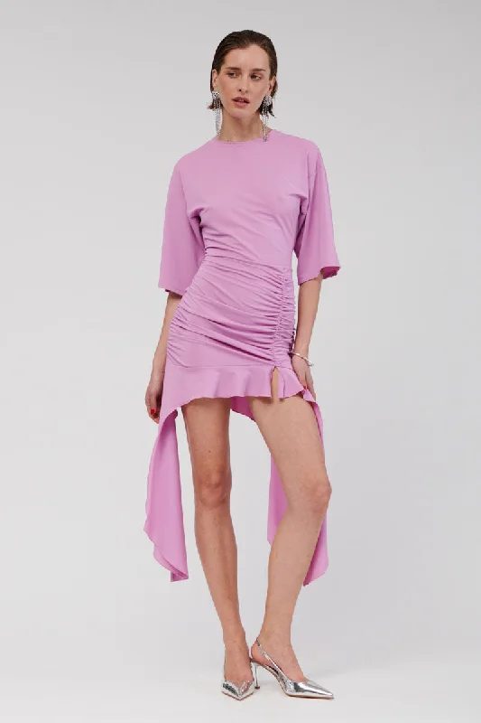 Lucia T-Shirt Ruched Mini Dress - Lilac