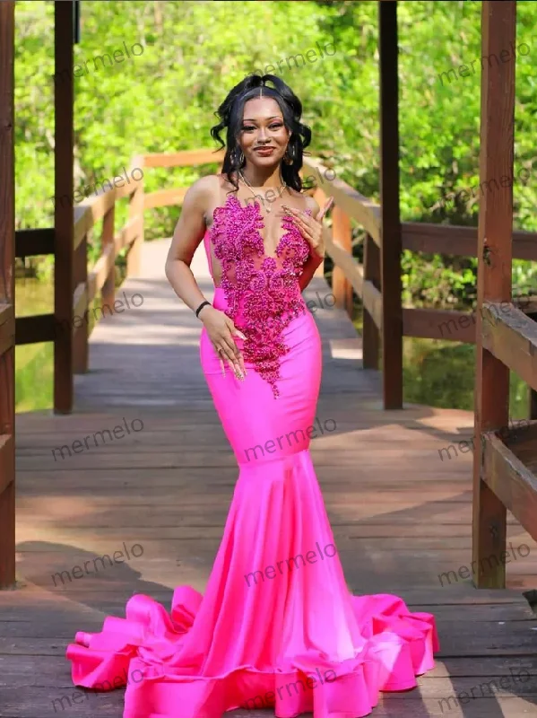 Barbie Pink Prom Dress Sparkling Rhinestone Beaded Embellished Party Dress