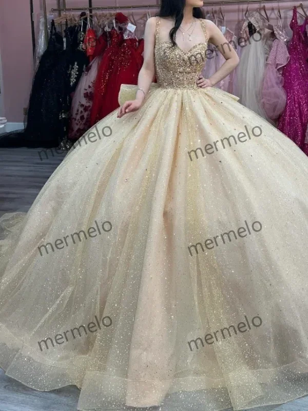 Champagne Ball Gown Quinceanera Dresses Princess Birthday Party Dress