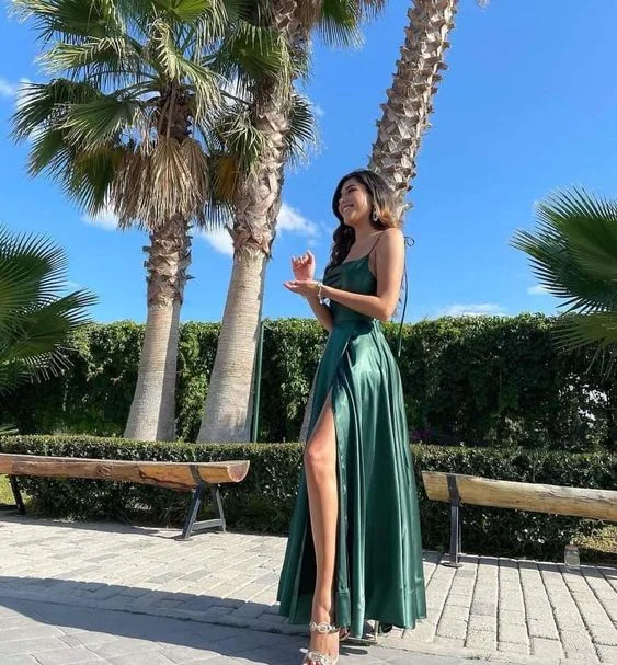 Green Formal Evening Dress Sleeveless Dress    S869