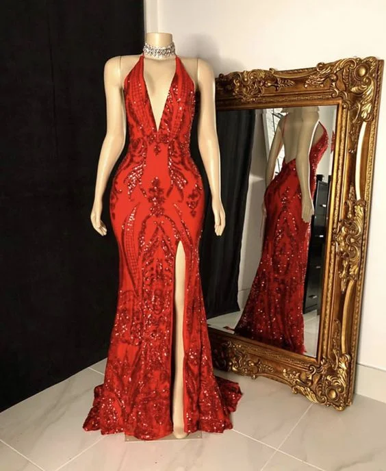 Red evening dress long prom dress     S899