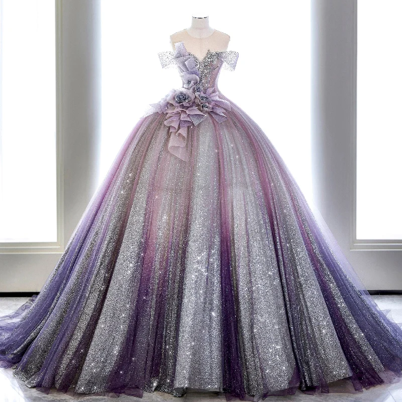 Sparkly Ball Gown Purple Wedding Dress Quinceanera Dresses