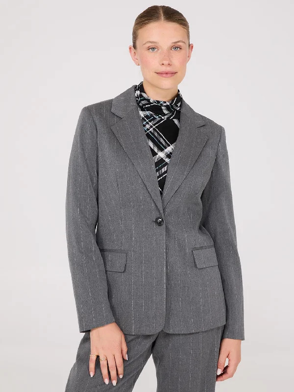 Pinstripe 1-Button Blazer