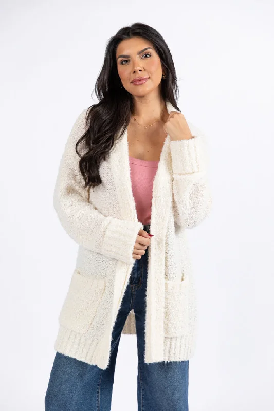 All Time Fav Cream Fuzzy Cardigan