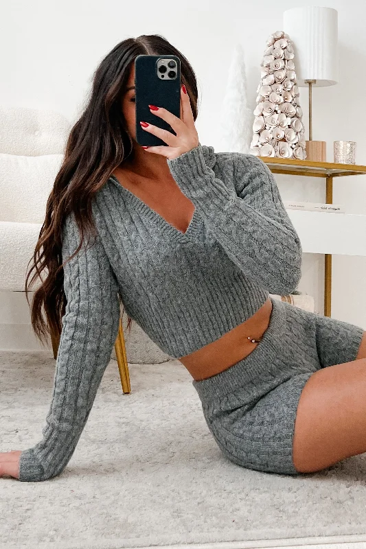 Certain Comforts Cable Knit Lounge Set (Heather Grey)