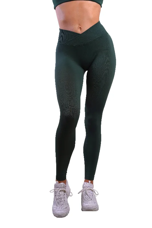 CORE V-WAIST LEGGINGS - FOREST GREEN