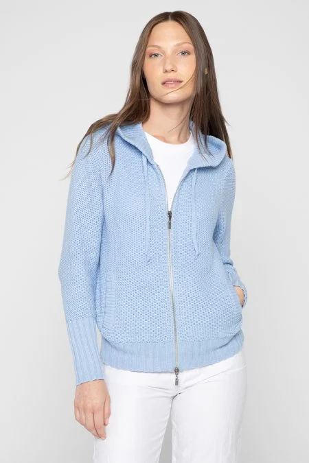 Kinross Cashmere Texture Zip Hoodie