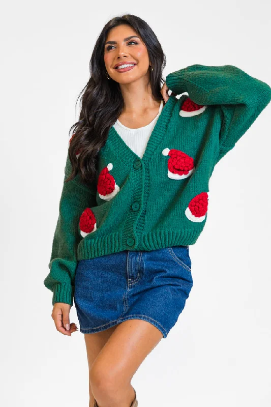 Ole Saint Nick Green Santa Hat Cardigan