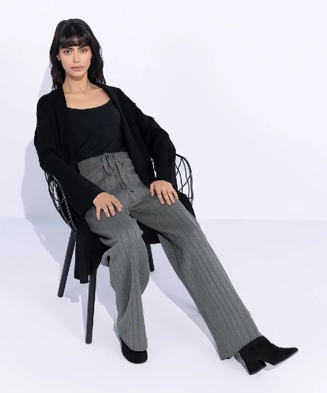 Long Ribbed Knit Trousers