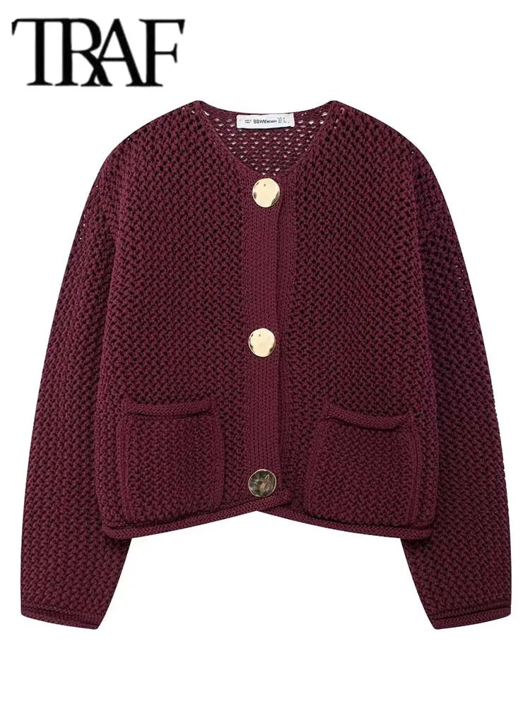 Women's Button Up Loose Knitted Fashion Designer Cardigans